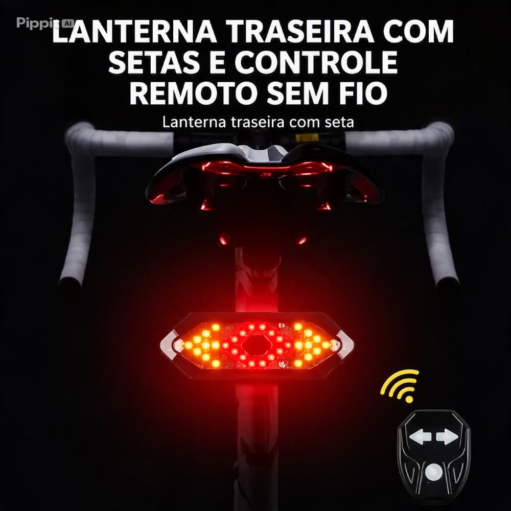 Lanterna Traseira Bike Seta E Controle Sem Fio 32 Leds USB - Galera Da Bike JWS WS-1820