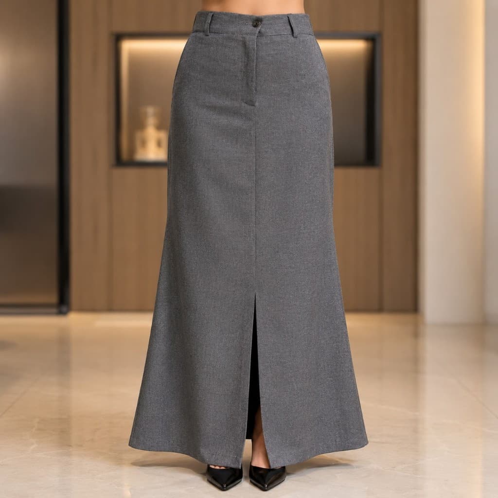 Saia Longa Feminina Alfaiataria Cintura Alta com Fenda Frontal Social Elegante Moda Feminina