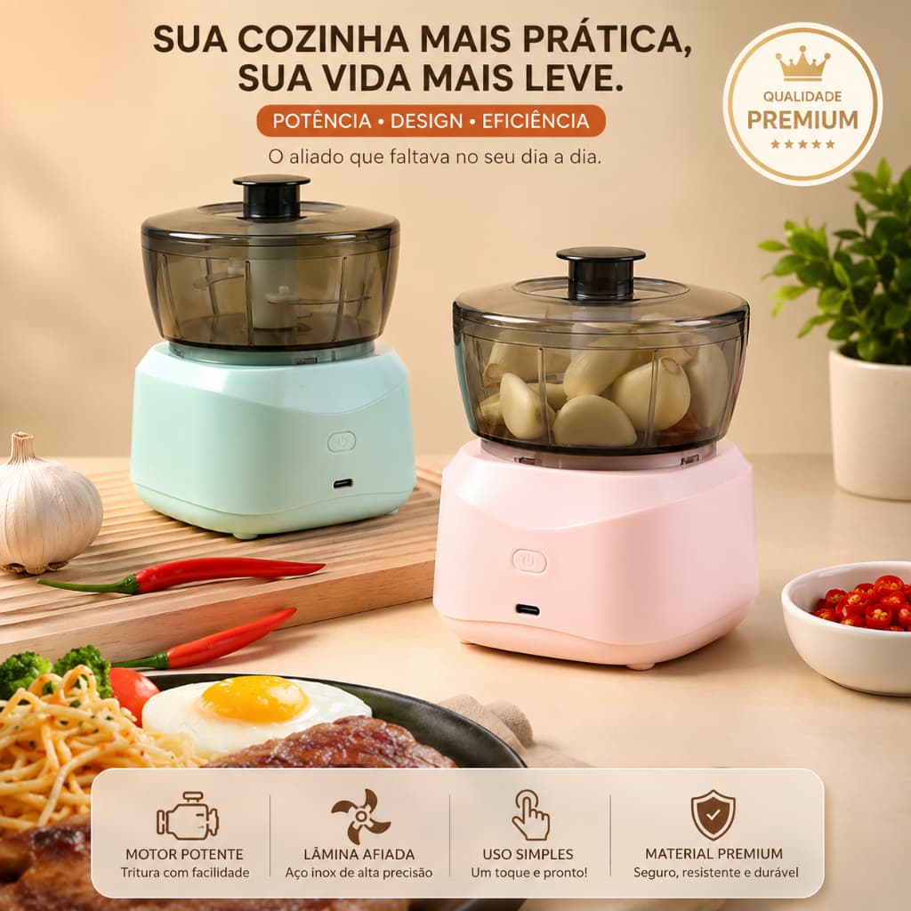 Mini Processador De Alimentos Elétrico Picador De Alho Triturador De Pimenta 350ml