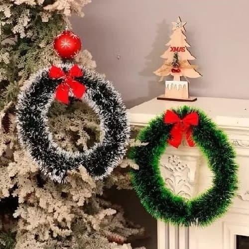 Guirlanda de Natal 30cm com Laço Vermelho, Decoração,Enfeite para Casa e Festas de Natal