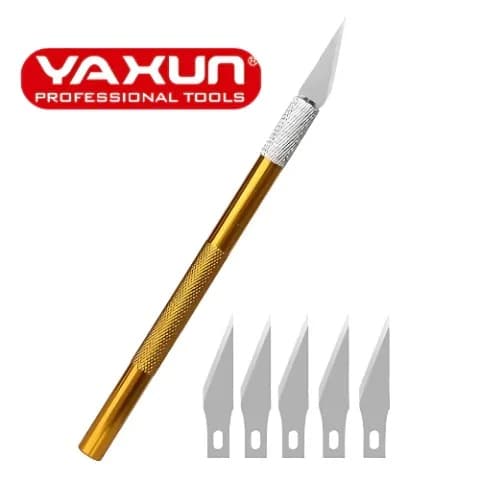 Kit Estilete de Precisão YAXUN com 5 Lâminas para Artesanato e Eletrônica