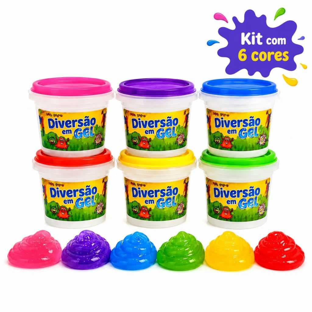 Slime Infantil Amoeba Leleca Kit 6 Cores Brinquedo Criativo Educativo Sensorial Lembrancinha de Festa