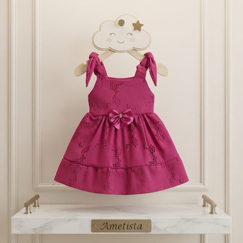 Vestido Bebê Menina Luxo Vestidinho Laise Moda Bebe Roupa Infantil Festa Mesversario Look Chique