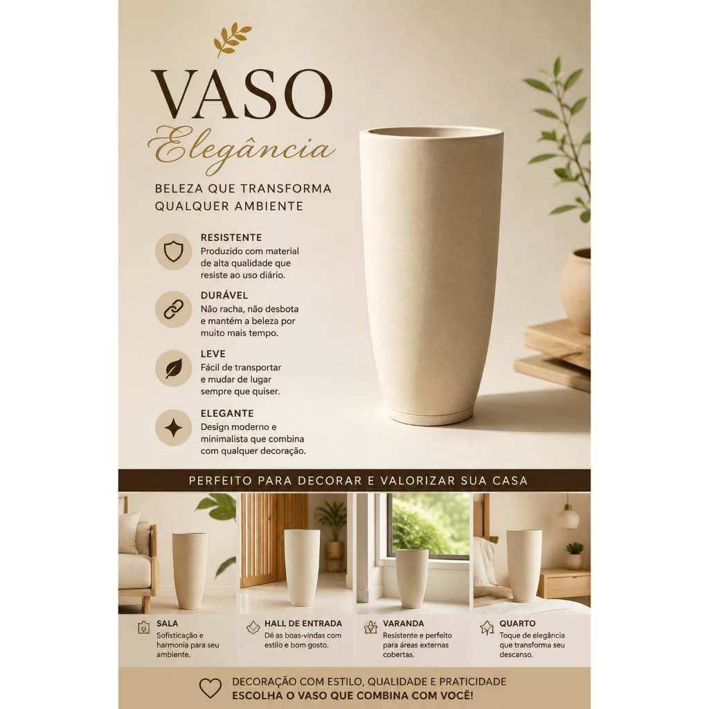 Vaso Liso Decoração Vaso Decorativo Coluna Bojo Polido com Prato Coletor Vaso para Decoração