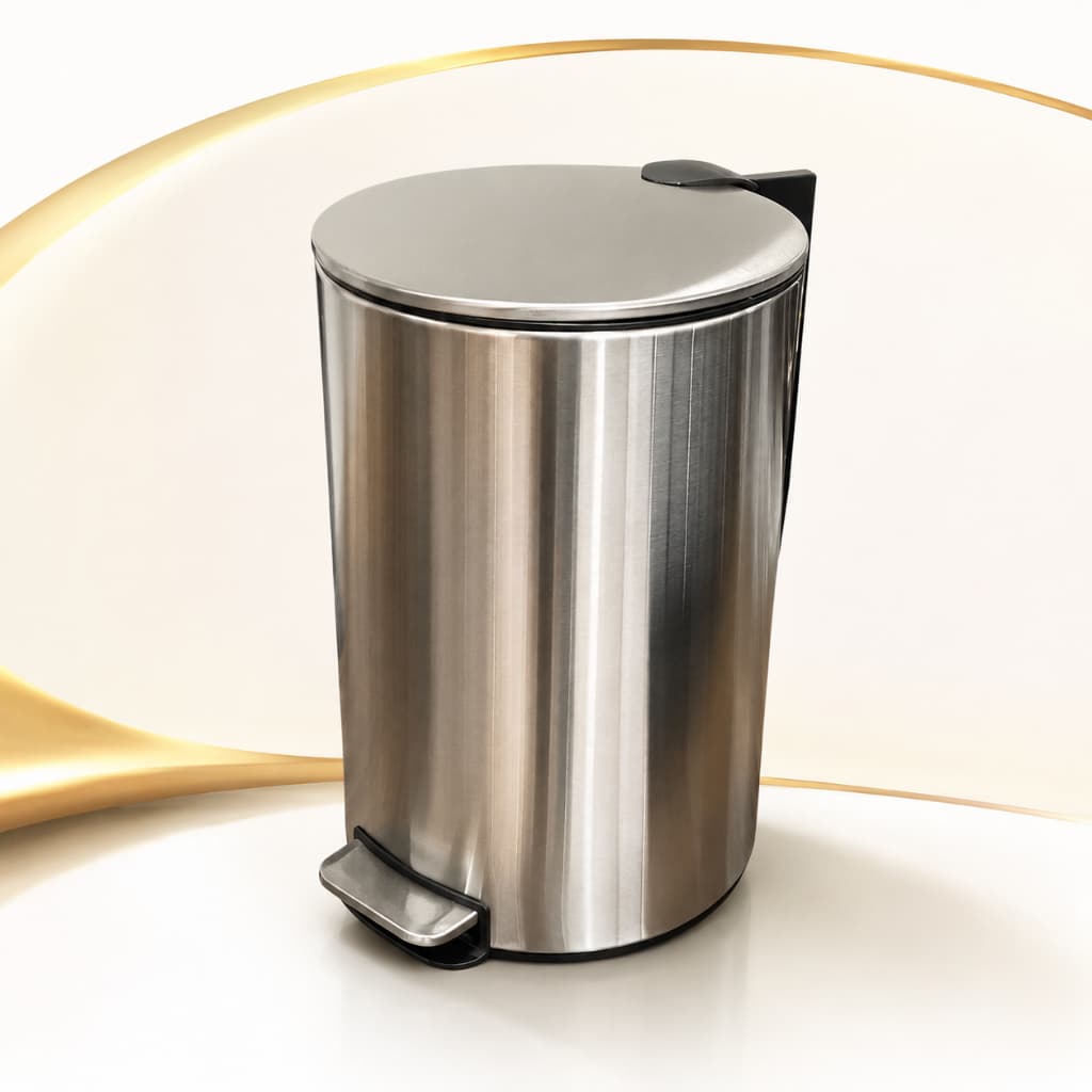 Lixeira Inox Slim Redonda Com Acionamento Por Pedal Pratica Resistente