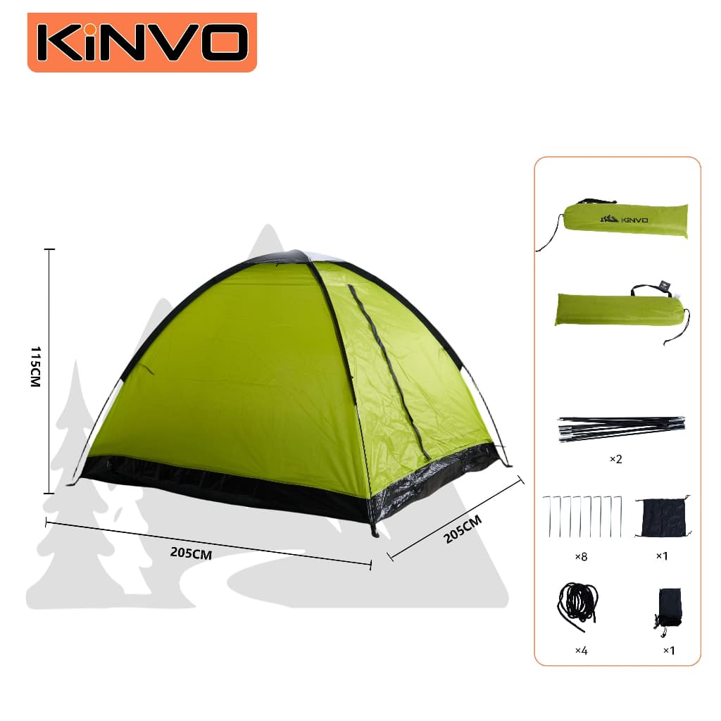 KINVO Barraca De Acampamento Familiar 3 Pessoas Para Atividades Ao