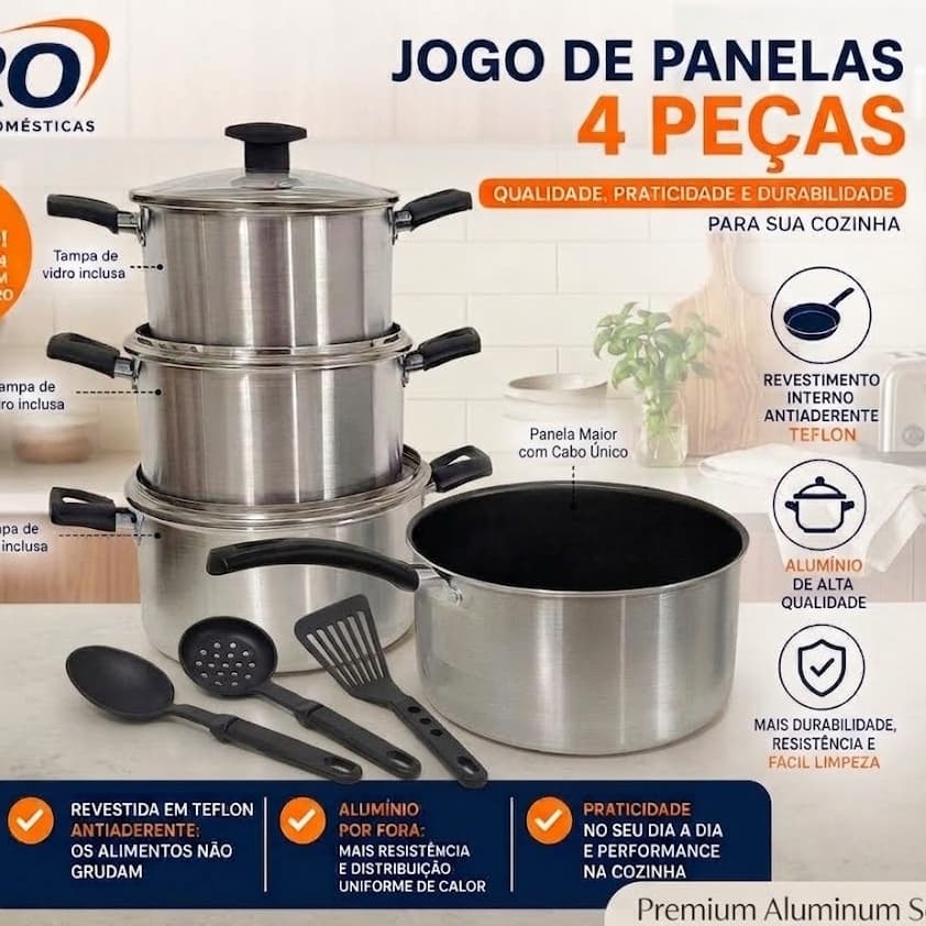 JOGO De Panela Alumino e Teflon por dentro - Panelas Grandes NOVIDADE - VRO Assadeiras Prime
