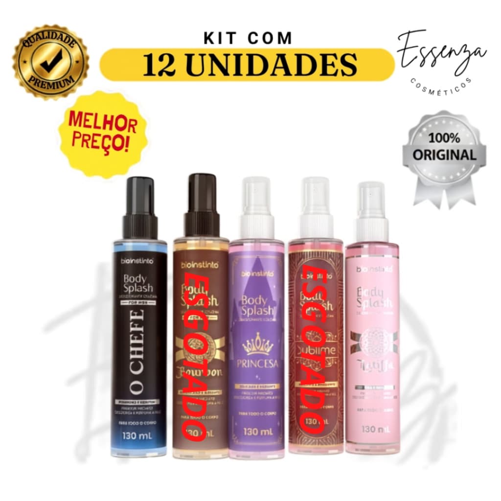 KIT COM 12, 24 OU 48 NOVO BODY SPLASH PERFUMARIA FINA(PODE ESCOLHER)130ML MASCULINO E FEMININO