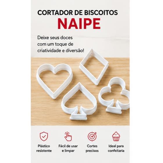 Cortadores De Biscoitos Bolachas Decorações Naipes De Baralho Plástico Resistente
