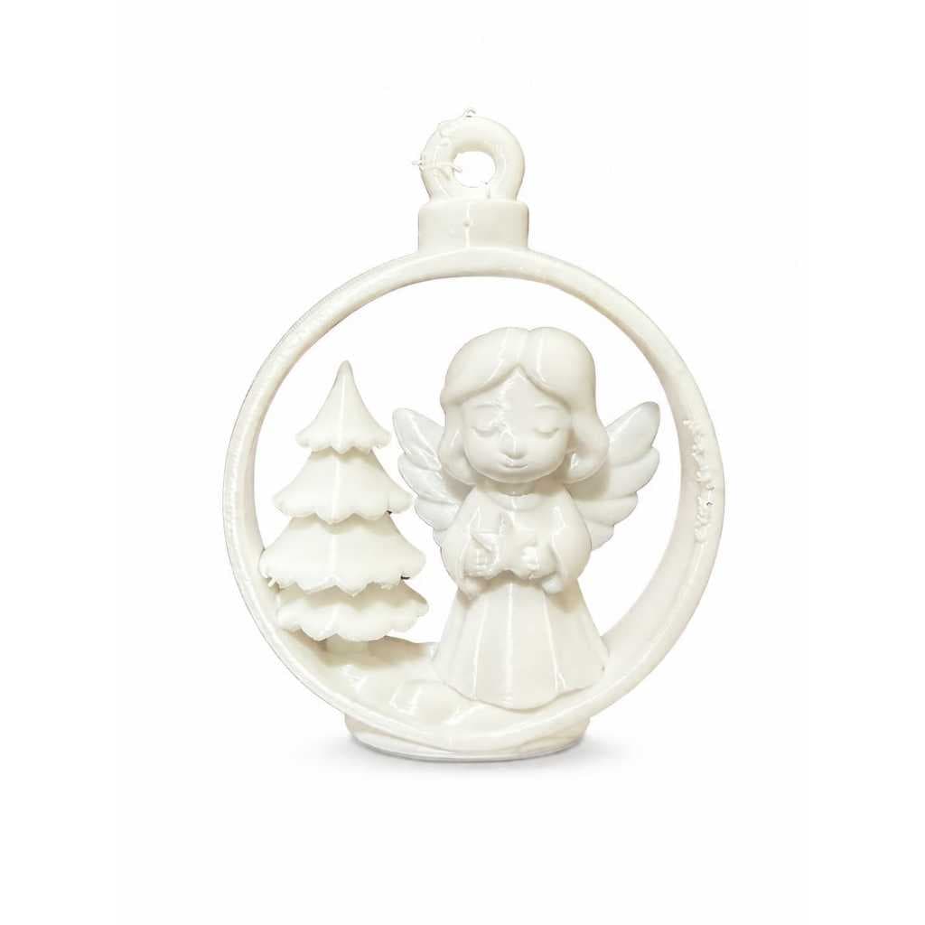 Enfeite de Natal Anjo com Árvore – Ornamento Decorativo Natalino para Casa Branco