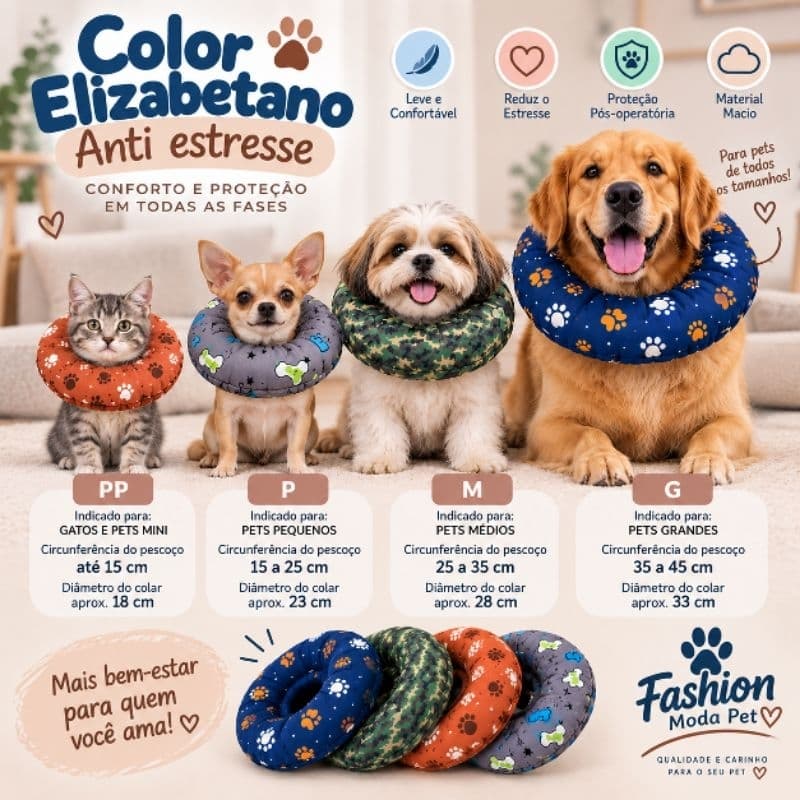 🐾 Colar Elizabetano Anti-Estresse para Cães e Gatos