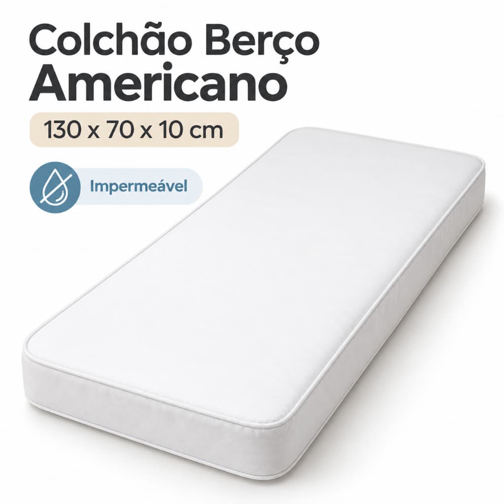 Colchão Para Berço Americano 130x70x10 D18 Impermeável Antiácaro Antialérgico