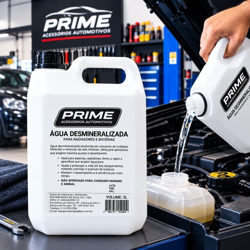 Água Desmineralizada 5L Para Radiador Bateria Automotiva Prime