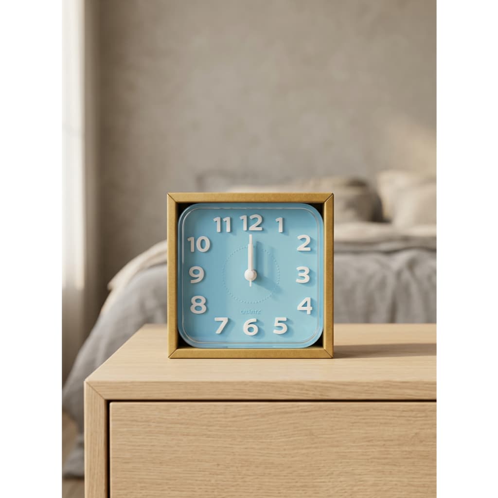 Relógio de Mesa Quadrado + Alarme  Decorativo Rosa ou Azul
