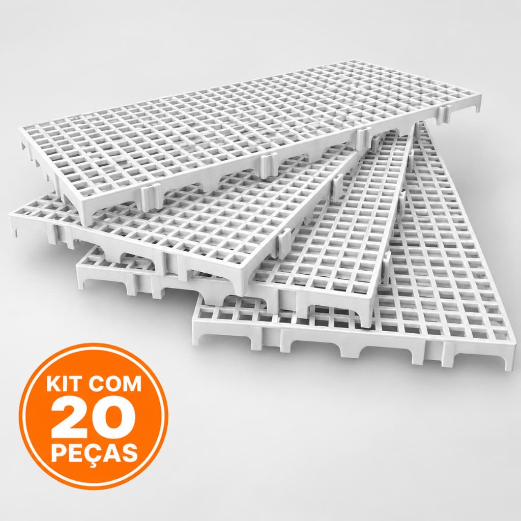 KIT 20 PEÇAS Palete Estrado Piso Plástico Modular Branco Câmara Fria Pet Frigorifico Pallets Pallet