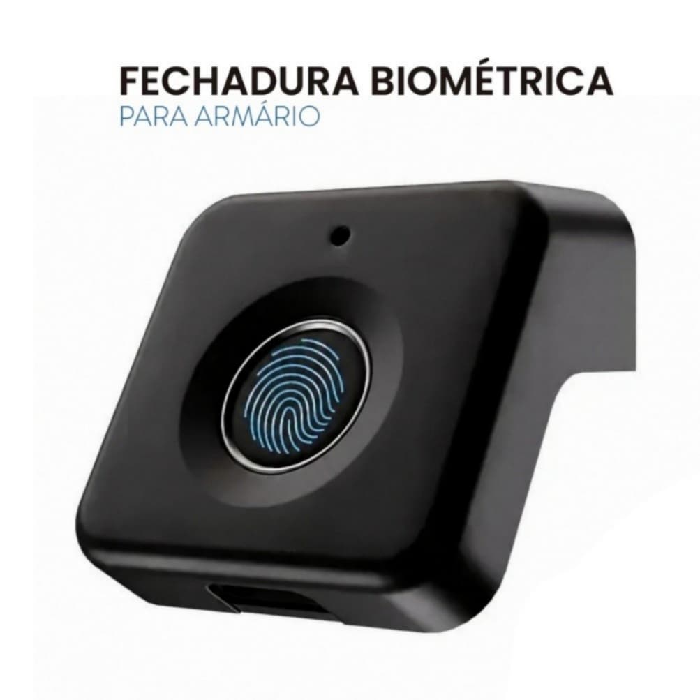 Fechadura Digital Quadrada para Armário com Biometria, Alerta de Bateria e Entrada Micro USB 5V