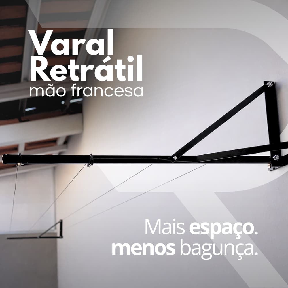 Varal Retrátil De Parede Muro Mão Francesa