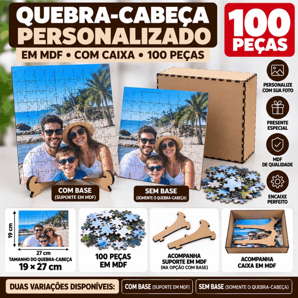 Quebra-Cabeça Personalizado 100 Peças em MDF