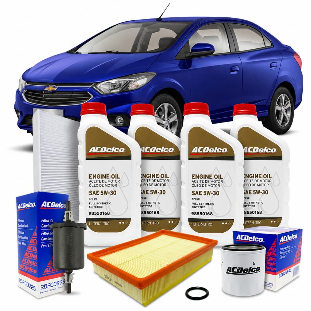 Kit Revisão Troca De Óleo Ac Delco 5w30 100% Sintético Chevrolet Prisma 1.0 1.4 2013 2014 2015 2016