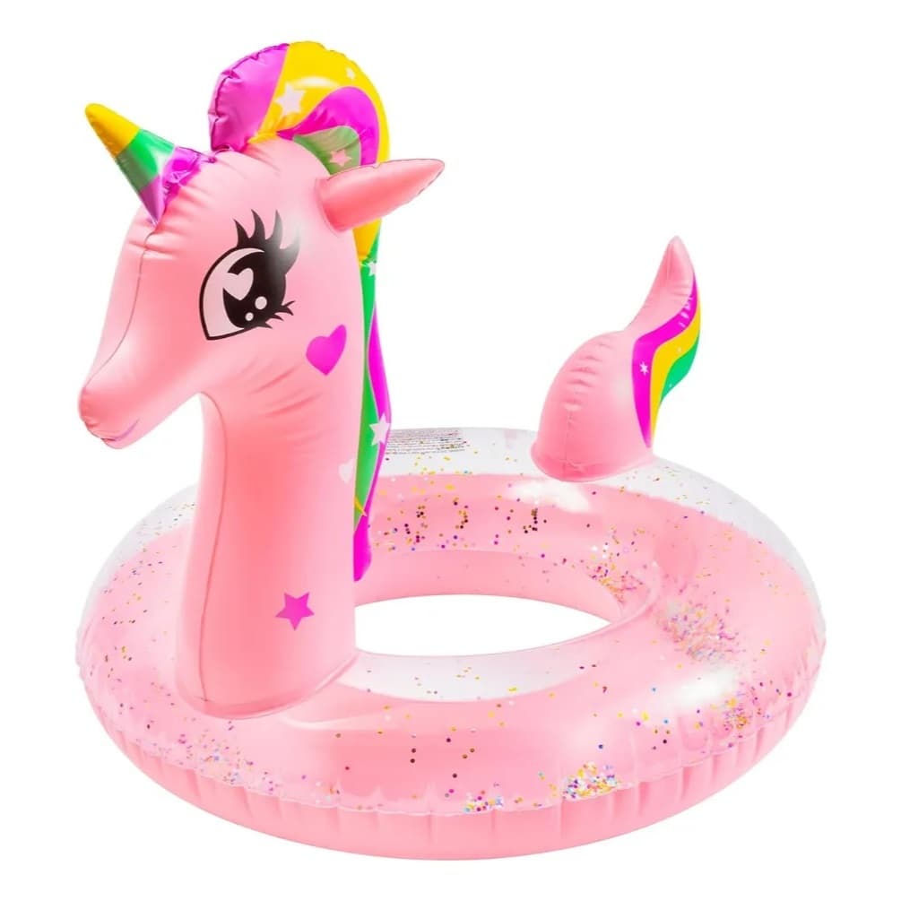 Boia Unicórnio Rosa Infantil Glitter 63cm Piscina Lindo