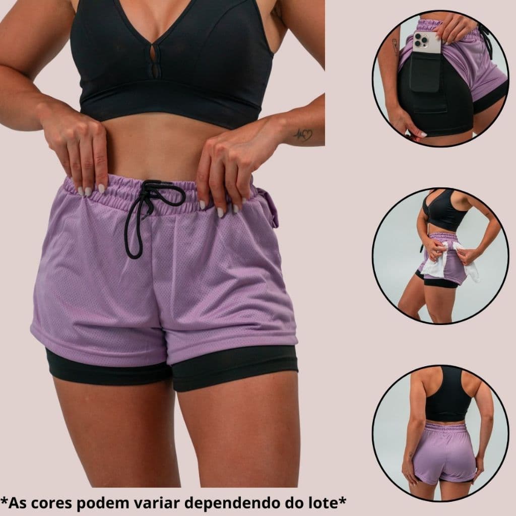 SHORT FEMININO FITNESS CINTURA AJUSTÁVEL DRY FIT Não Marca Academia Treino CrossFit Confortável