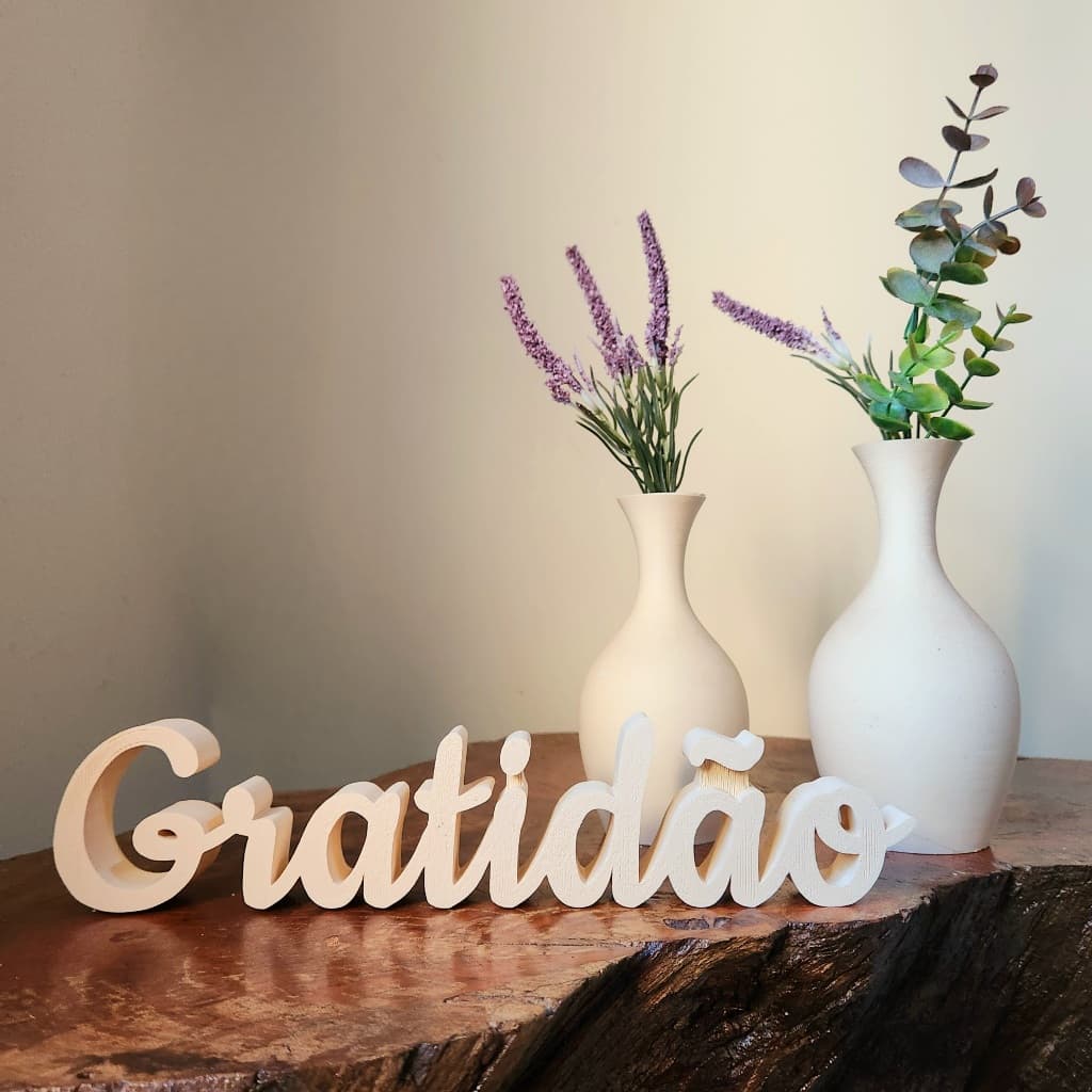 Enfeite Gratidão Decoração para Sala Mesa Rack - Kit vasos decorativos cor bege