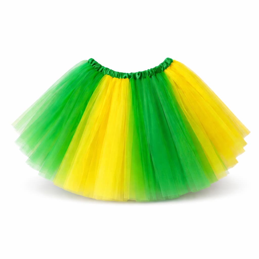 Saia Tule Brasil Verde e Amarela 40cm Cós Elástico Ajustável Festa Copa
