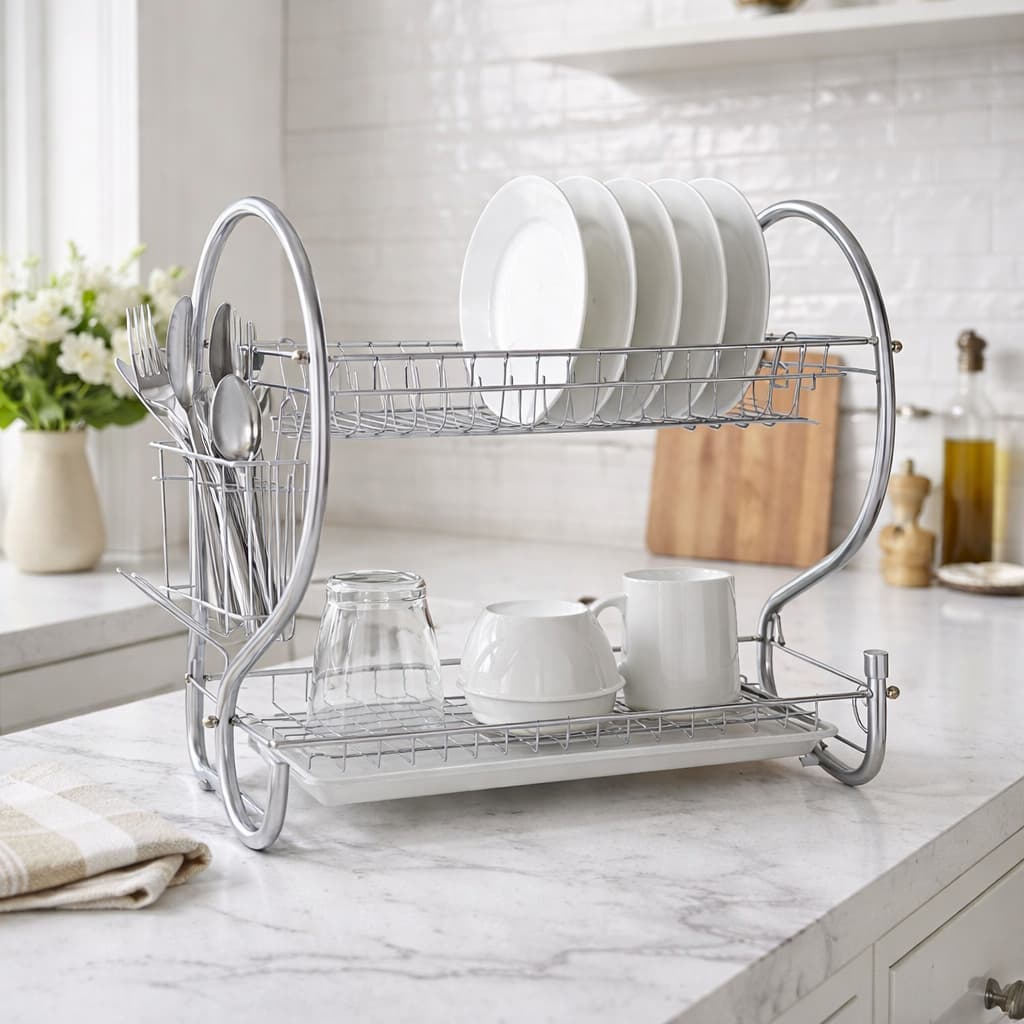 Escorredor Loucas Porta Talheres Metal Moderno Organizador Cozinha Resistente