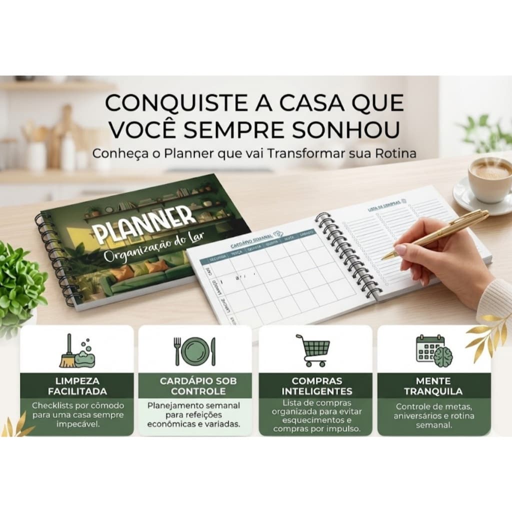 Planner Organização do Lar, Limpeza domestica, lista compras