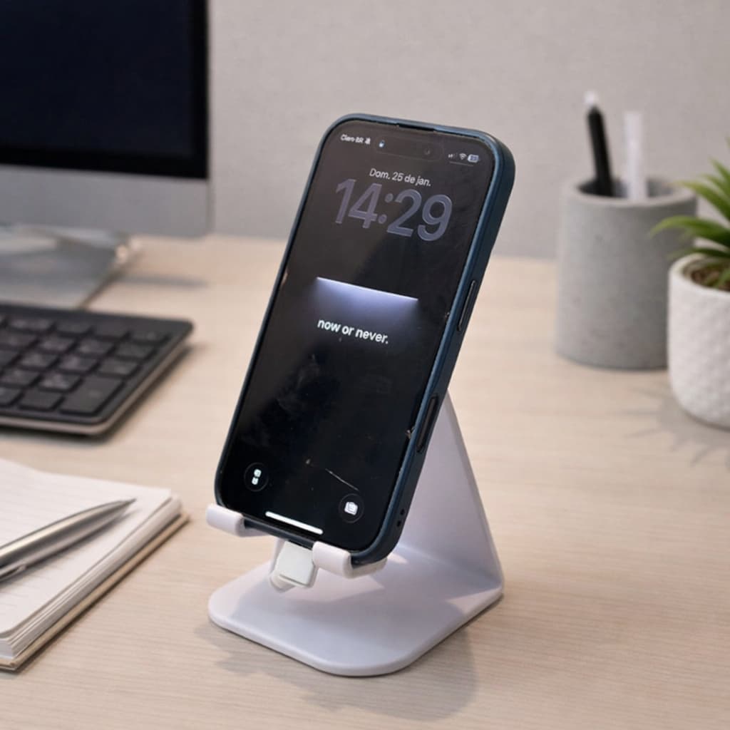 Suporte De Celular Tablet Smartphone Mesa Cor Branco