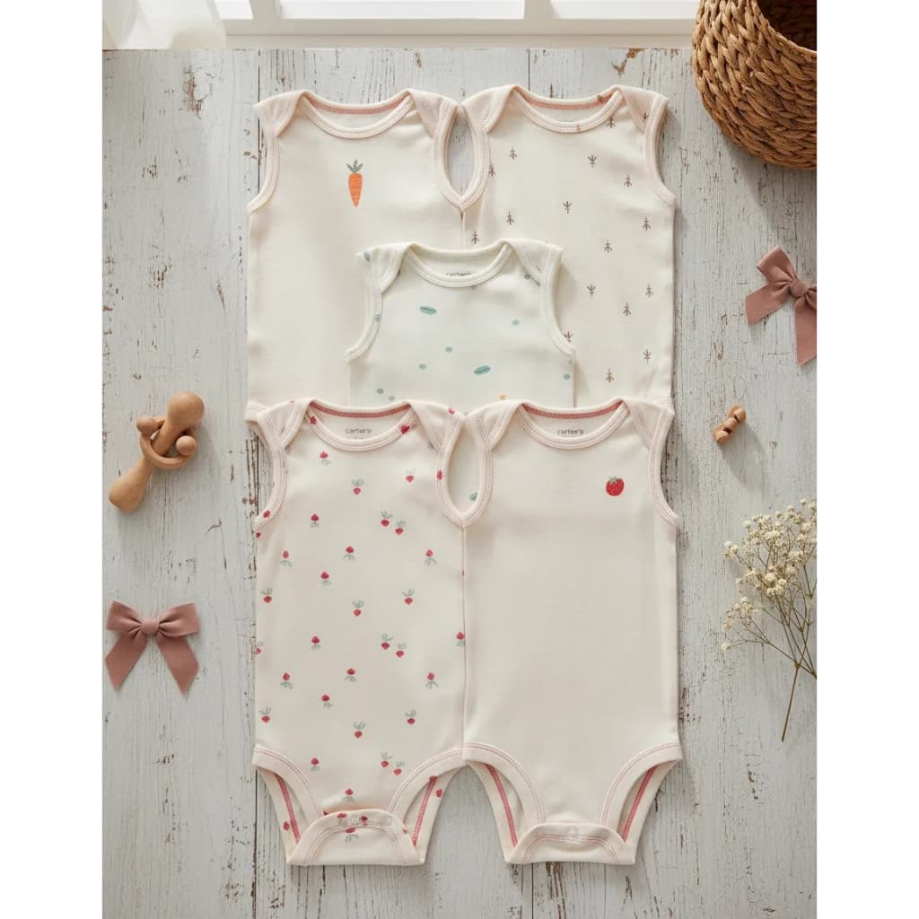 Kit body carters bebe menina regata legumes fofo