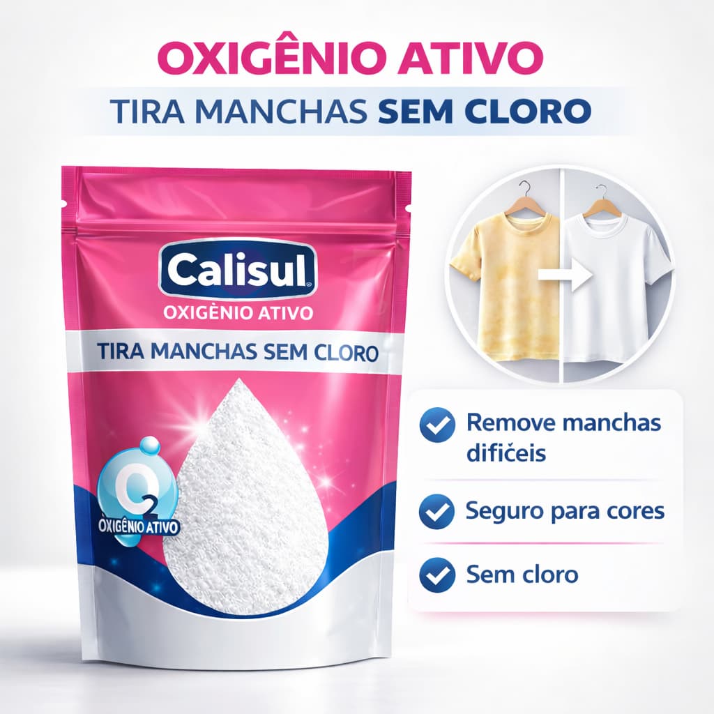 Percarbonato Sodio Calisul Tira Manchas Facil Alvejante Sem Cloro Limpeza Versatil Roupa Branca