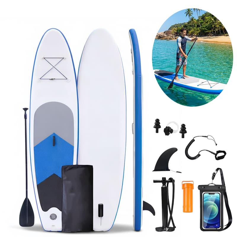 Prancha Stand Up Inflável 3.2m, com Leash + Bomba de Inflar + Remo, Turquesa / Cinza Azulado