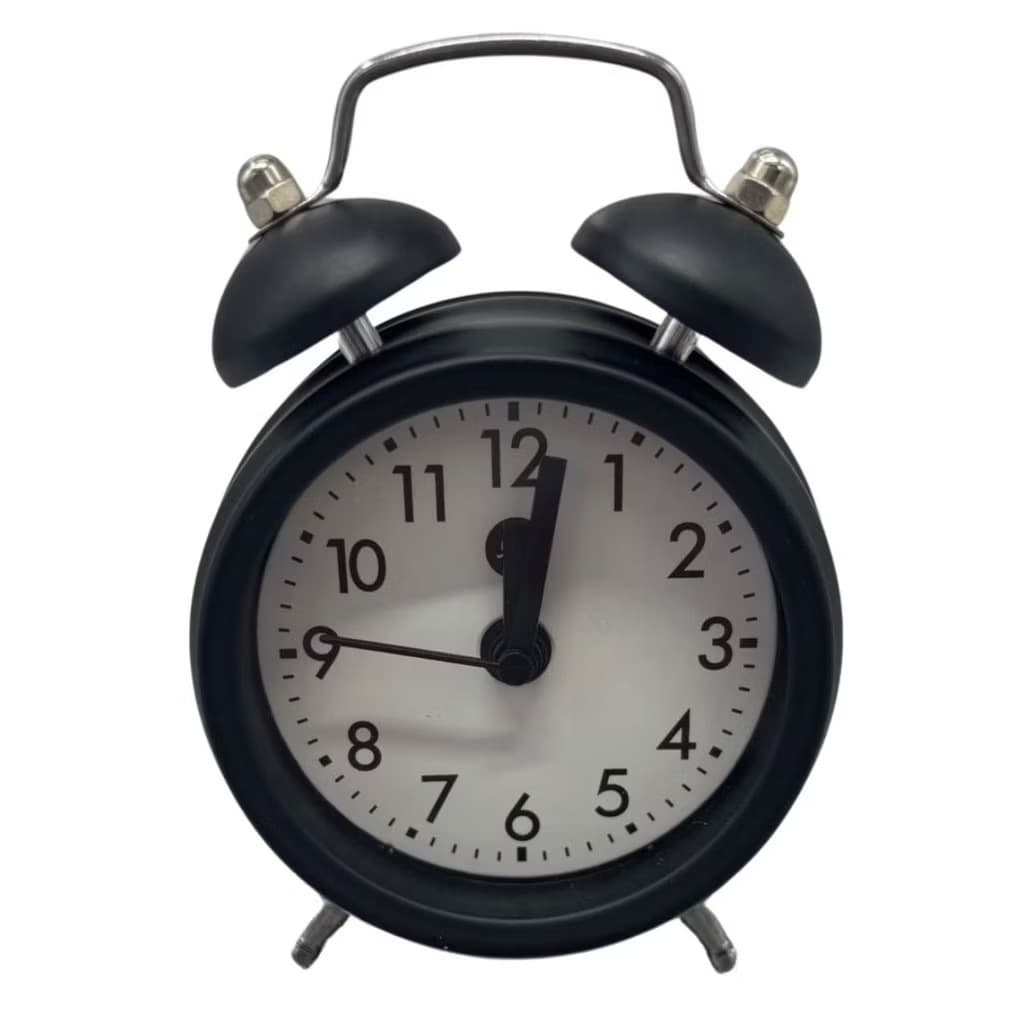 Relógio Despertador Analógico Retrô Silencioso de Mesa com Duplo Toque Design Decorativo