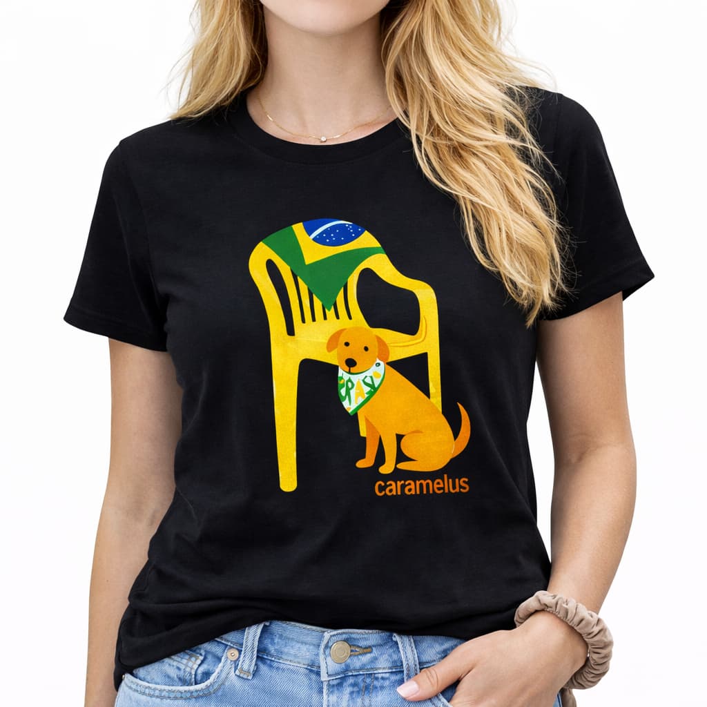 Camiseta Camisa Feminina cachorro caramelo brasil 100% algodão