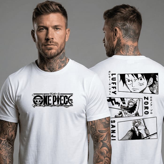 Camiseta One Piece Anime Oversized 100% Algodão Premium Luffy Zoro Sanji Streetwear Nerd Geek