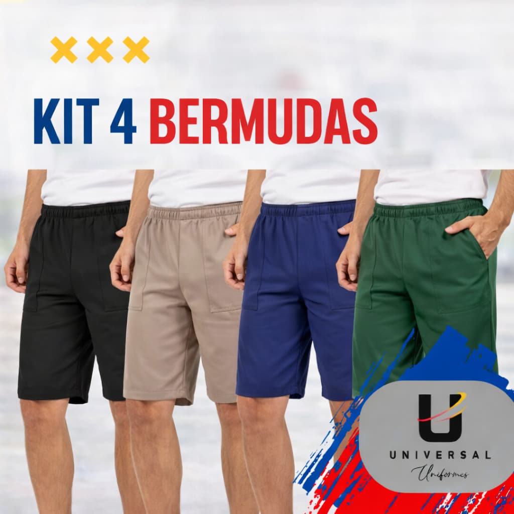 Kit de 4 bermudas de Brim Pesado – Resistência, Conforto e Economia!
