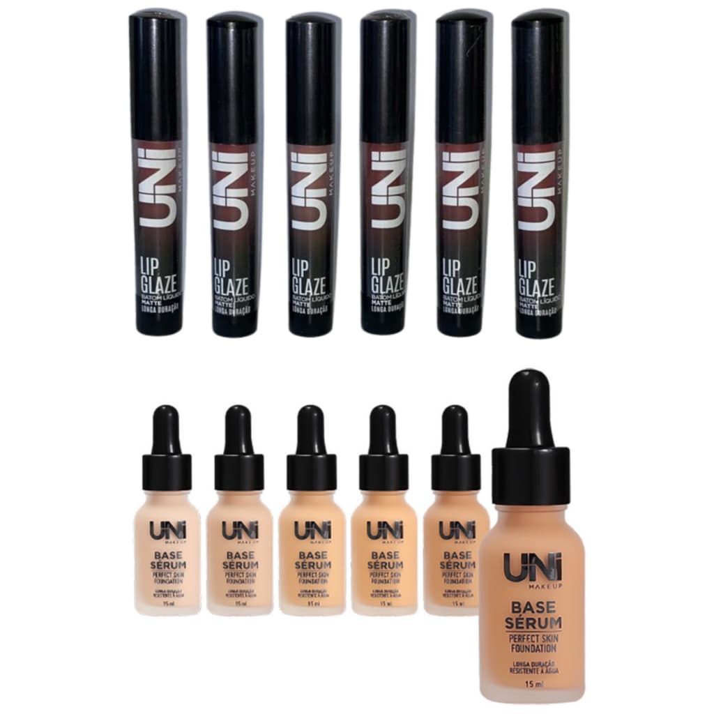 Batom Liquido Matte + Base Serum Acabamento Natural Hidratante Duração Brilho Unimakup