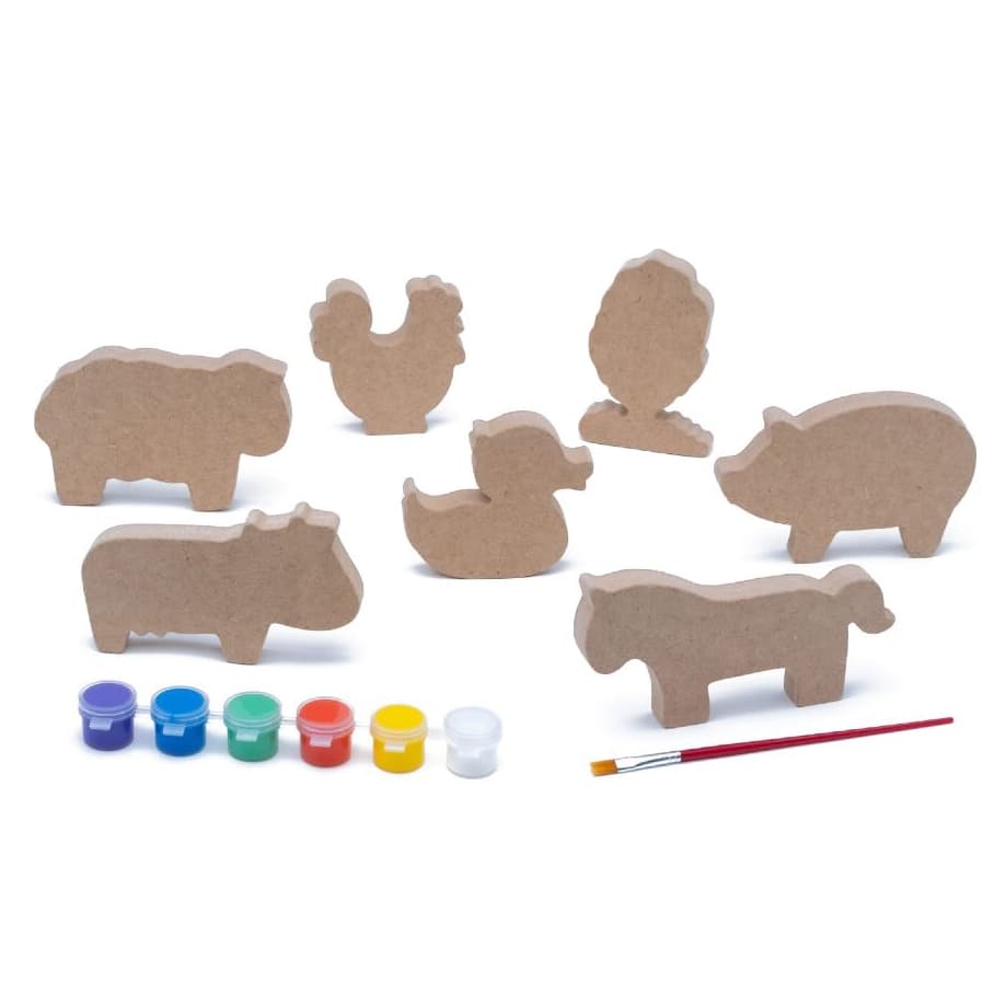 Kit Pintura Infantil Fazendinha Madeira MDF Brinquedo Educativo Tinta Guache Pedagógico