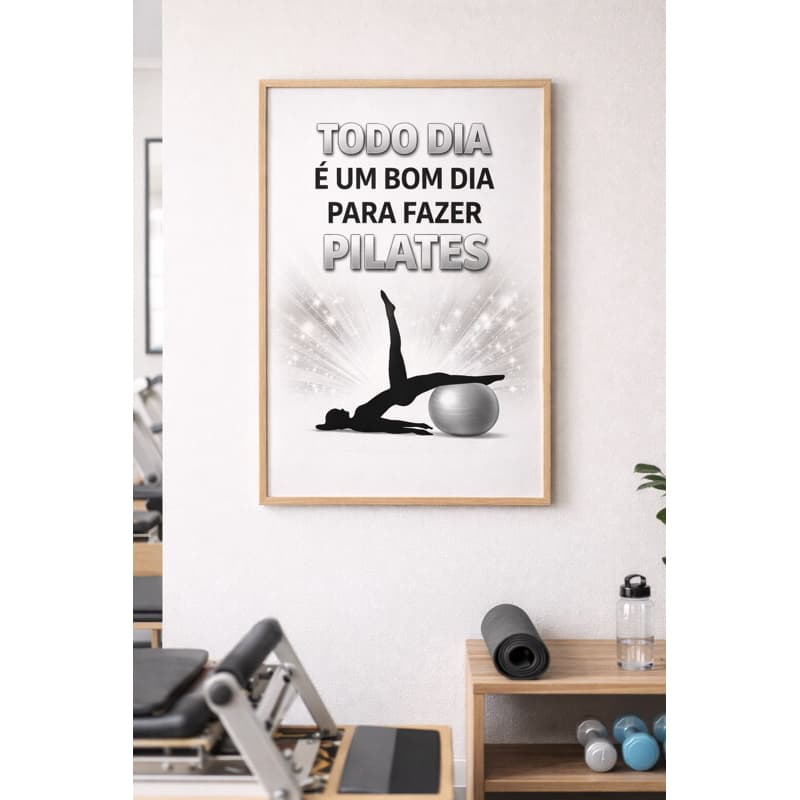 Quadro Decorativo Pilates Frase Motivacional em MDF Sem Moldura Academia Estúdio