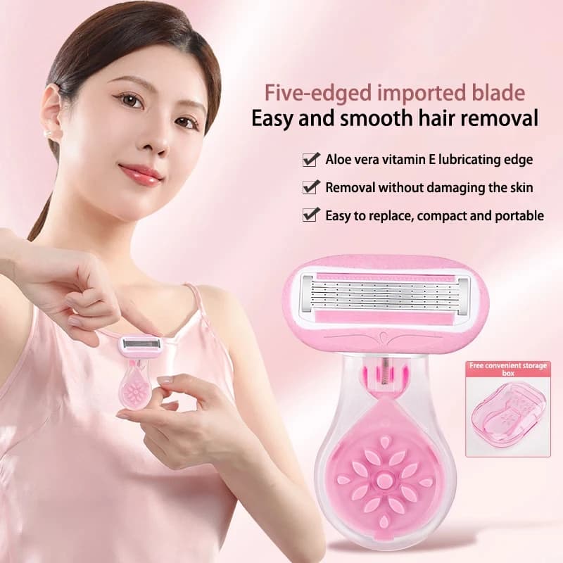 Mini Removedor De Pêlos Feminino Venus Sensitive – 5 Lâminas Revestidas De Diamante , Lubrastrip Para Deslizame