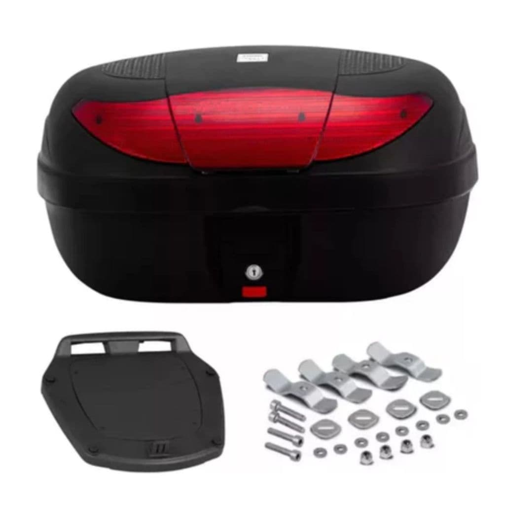 Kit Baú Bauleto + base e chaves 45 Litros Pro Tork Smart Box Grande para 2 Capacetes Universal
