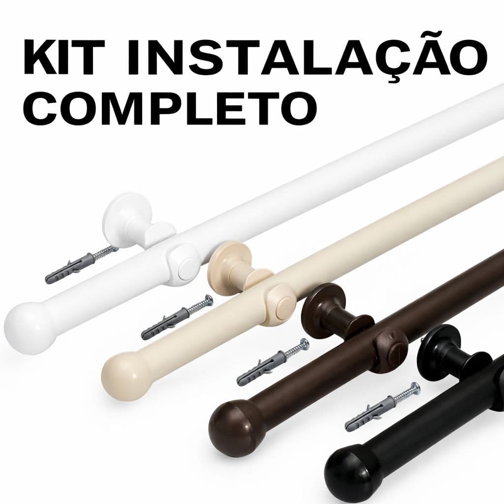 Kit Varão Completo P/ Cortina 3,00 Metros Ferro Resistente 19mm Várias Cores Envio Imedito