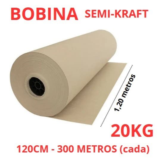 Papel Semi Kraft Bobina 1,20 metro Aprox. 20 KG  Pardo Embalagem Caixa