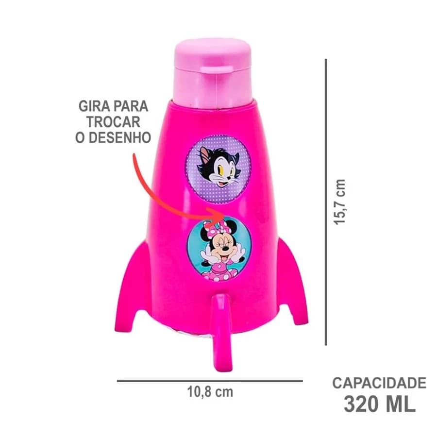 Garrafa Foguete Minnie 320ml Plasútil Escolar