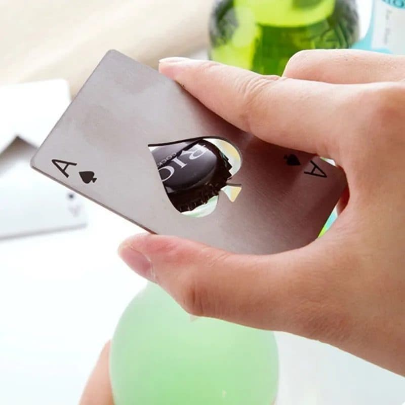 1 Abridor De Garrafas Aço Inox Poker Carta Abridor Promoção