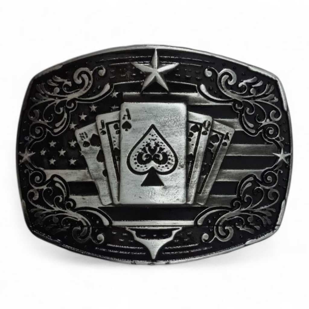 Fivela Country Poker DRC Original Cowboy Baralho Rústica
