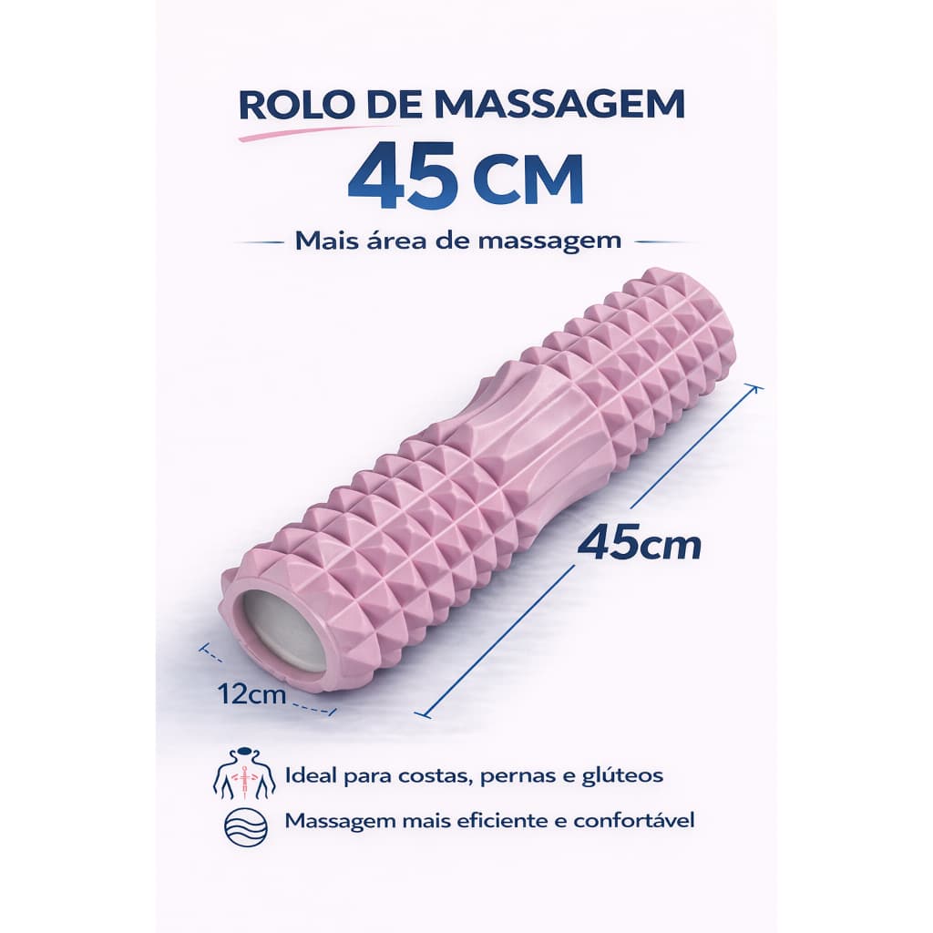 Rolo de Massagem Foam Roller  45cm*12cm Liberação Miofascial Uso Doméstico Yoga Pilates