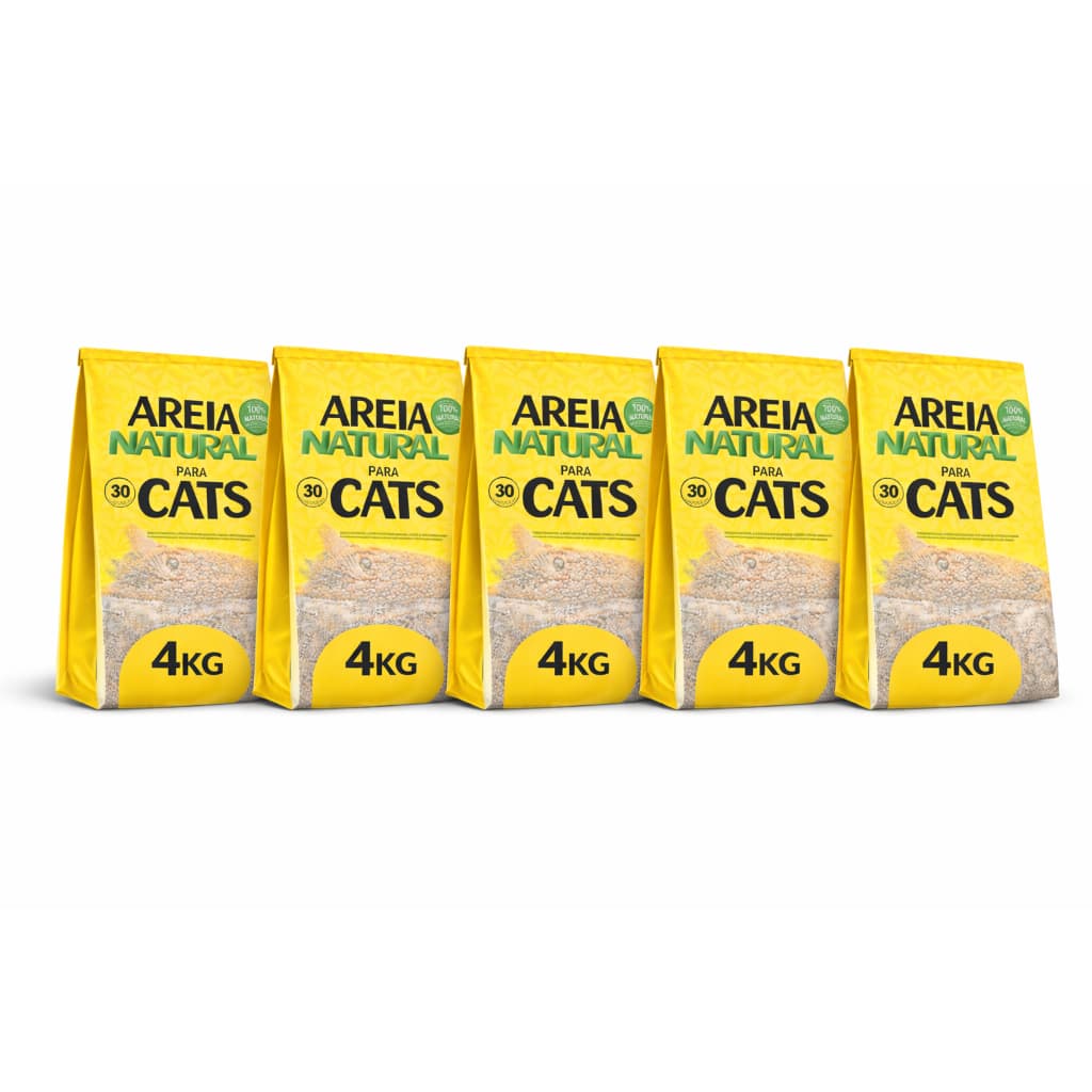 Areia Higiênica Natural Biodegradável Gatos Tiger Cats 4kg forma torroes firmes em 5 minutos kit com 5unids