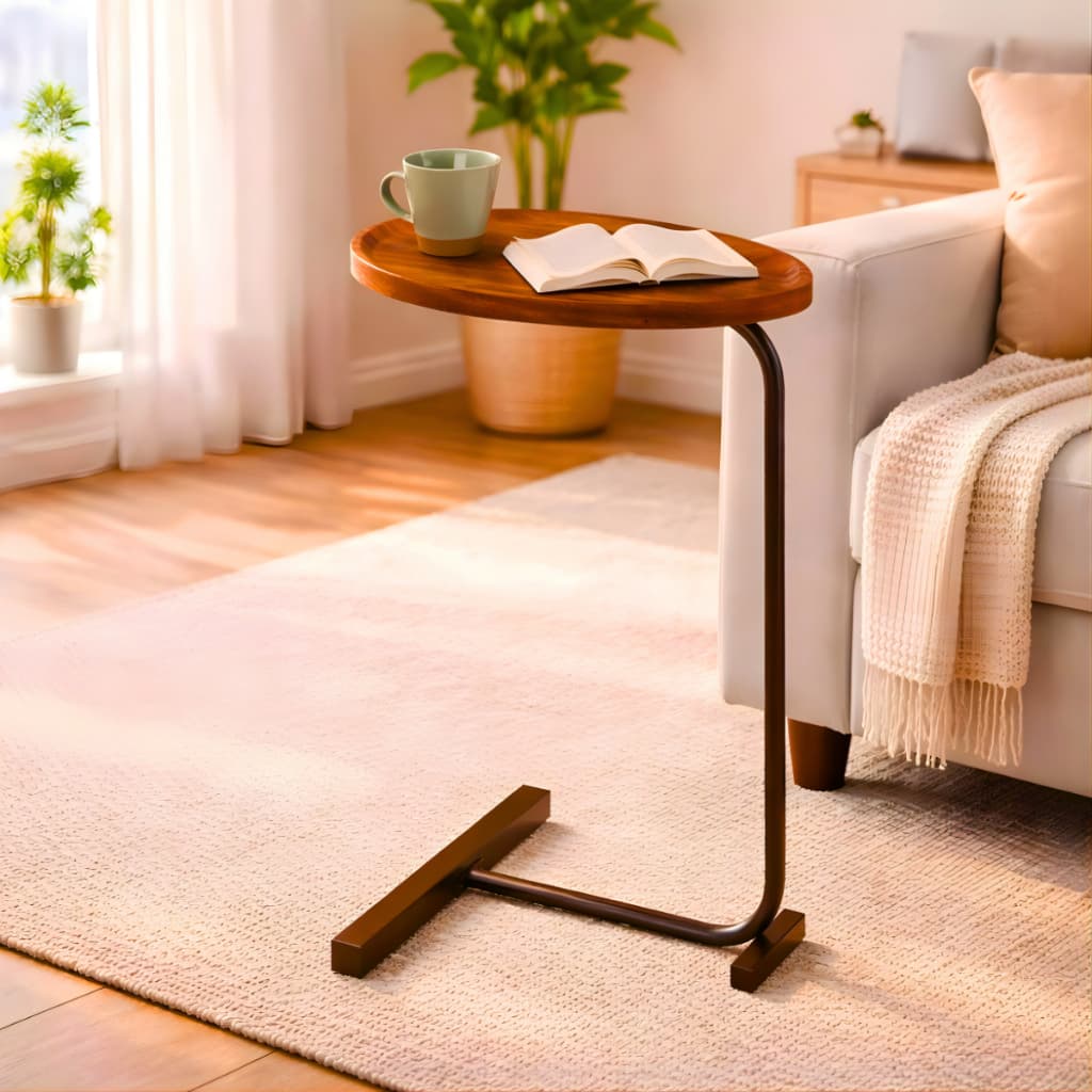 *PROMOÇÃO* Mesa de Apoio Centro Sala Oval Luxo Moderna Pés Metal Base Oval 63cm EXCLUSIVO